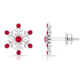 Natural Ruby Flower Stud Earrings for Women