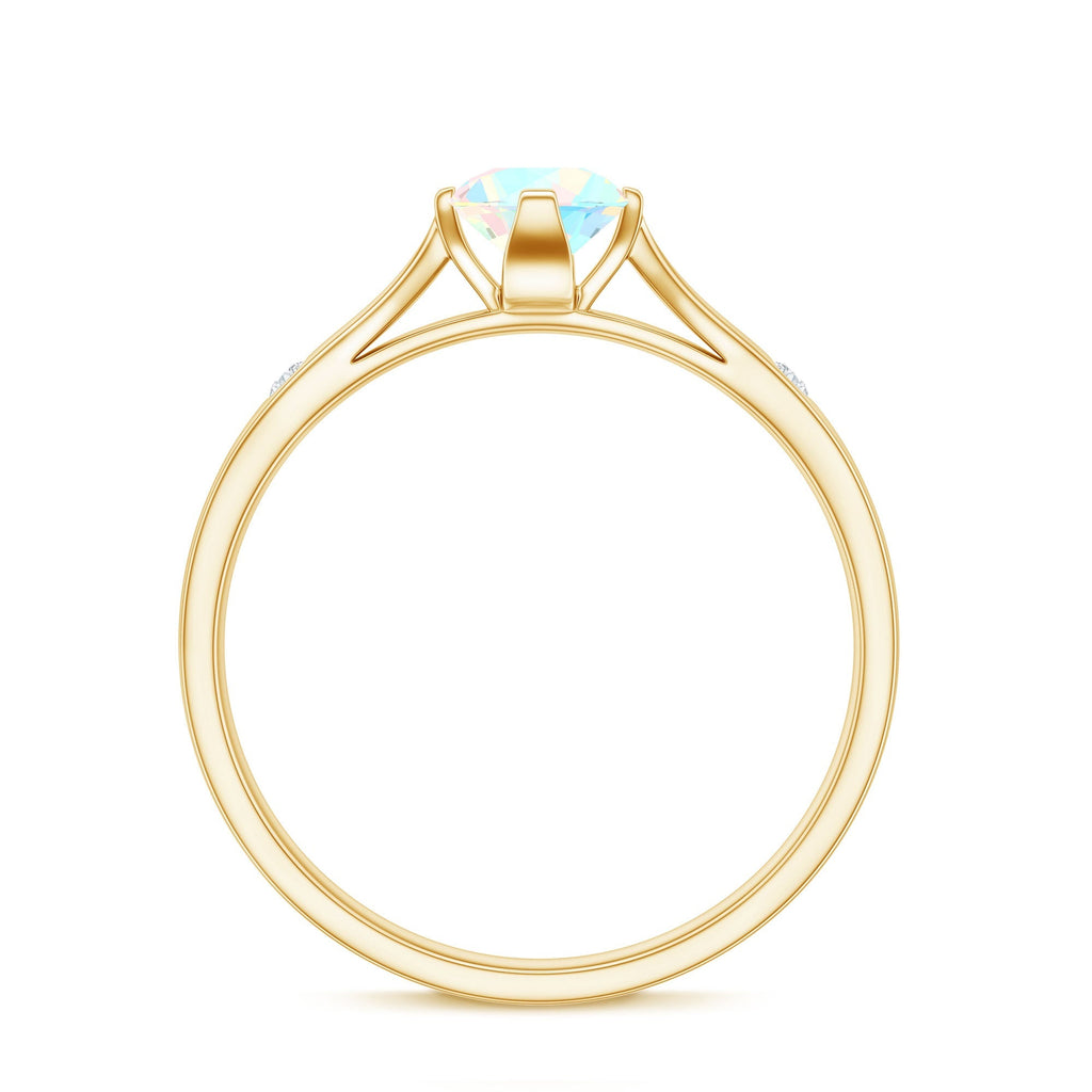 Natural Solitaire Ethiopian Opal Promise Ring with Diamond