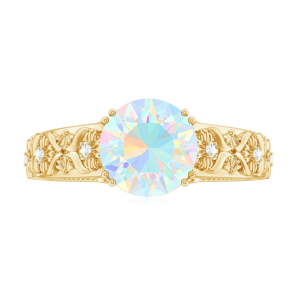 Nature Inspired 2 Carat Ethiopian Opal Engagement Ring with Diamond