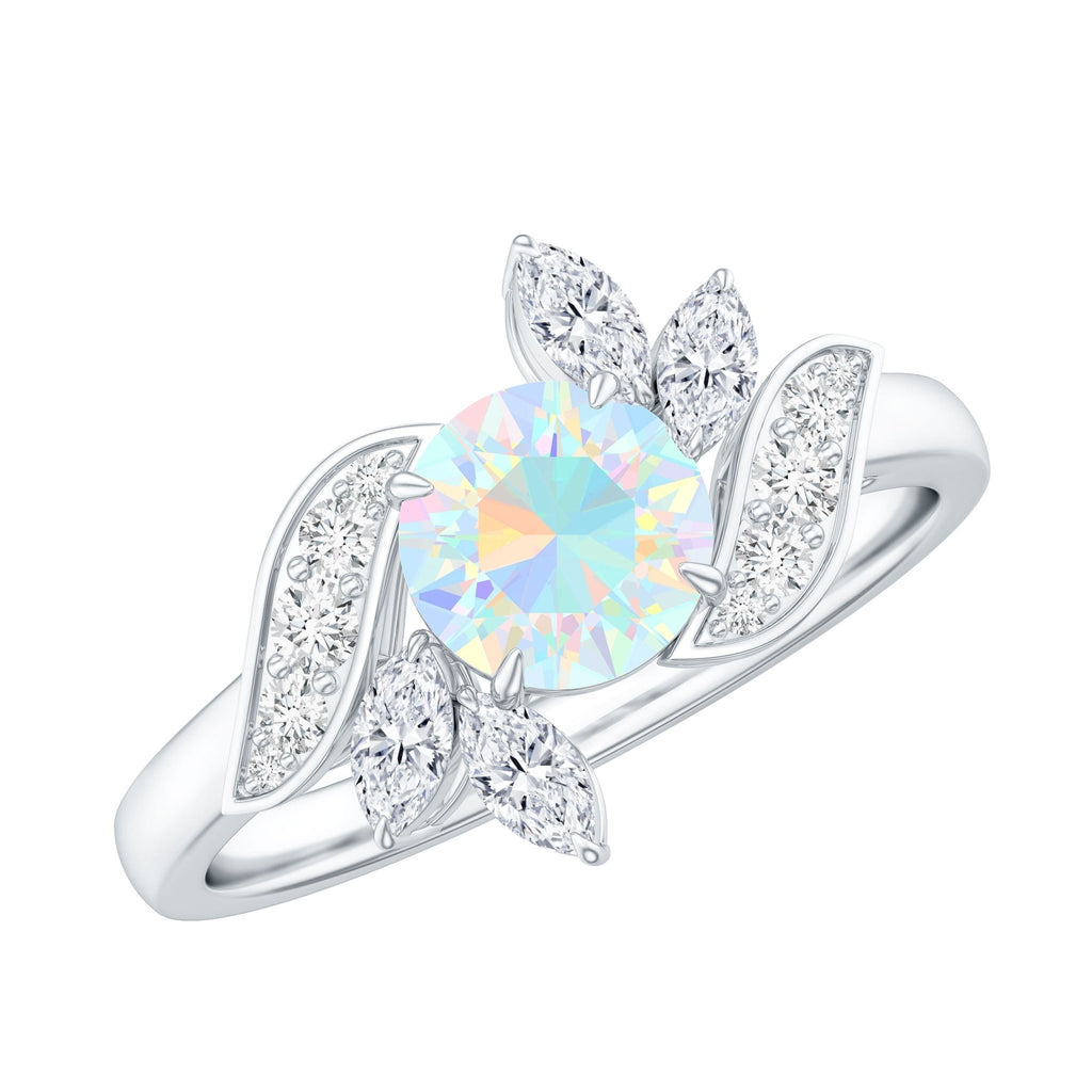 Nature Inspired Ethiopian Opal and Diamond Engagement Ring