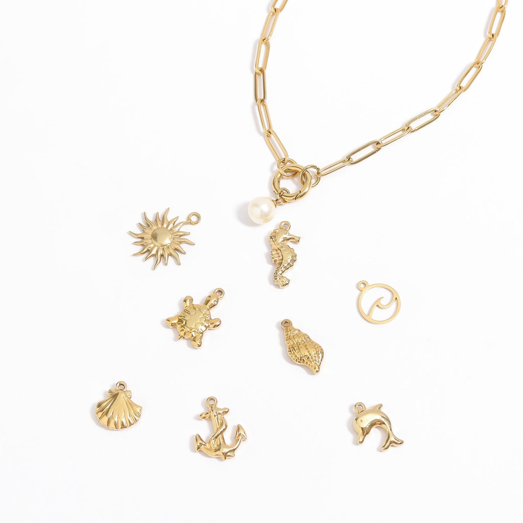 Nautical Charm Set | 18K Gold Stainless Steel Charms – Coastal Charm Collection - charm | Sunflower Soul Boutique