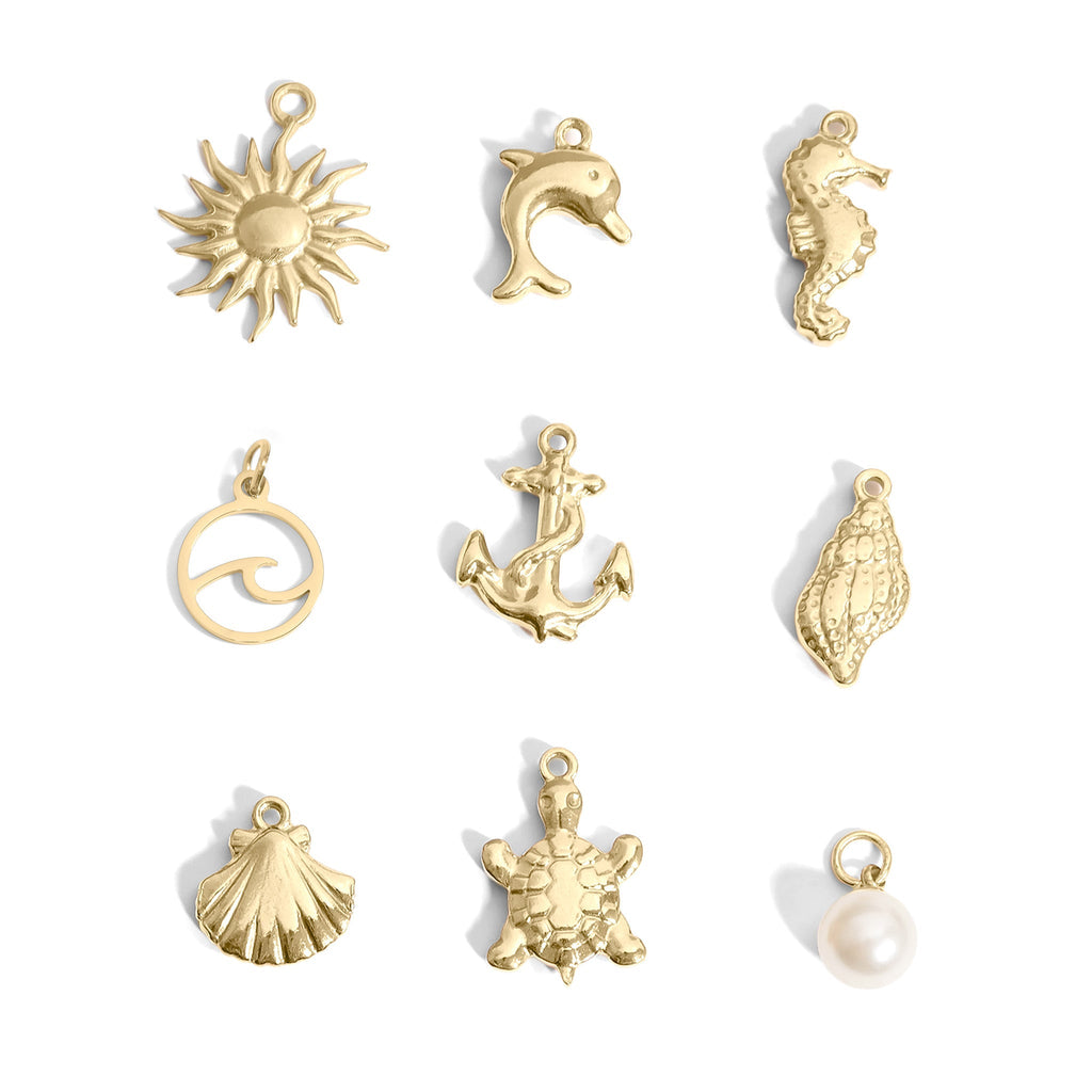 Nautical Charm Set | 18K Gold Stainless Steel Charms – Coastal Charm Collection - charm | Sunflower Soul Boutique