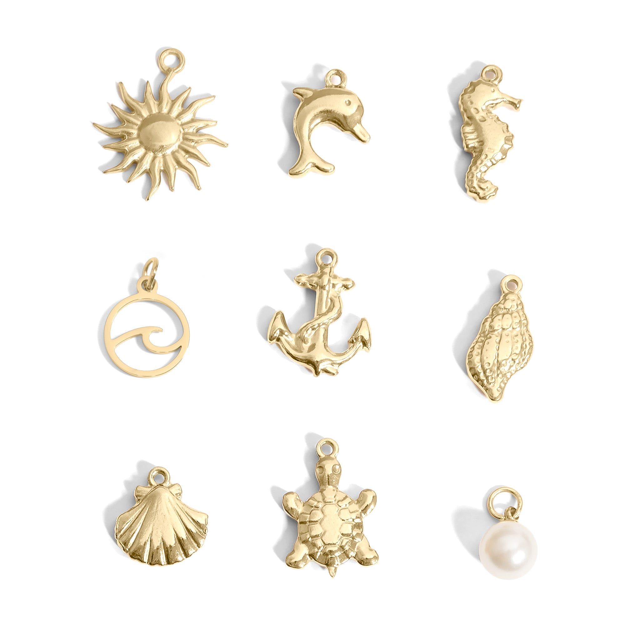 Nautical Charm Set | 18K Gold Stainless Steel Charms – Coastal Charm Collection - charm | Sunflower Soul Boutique