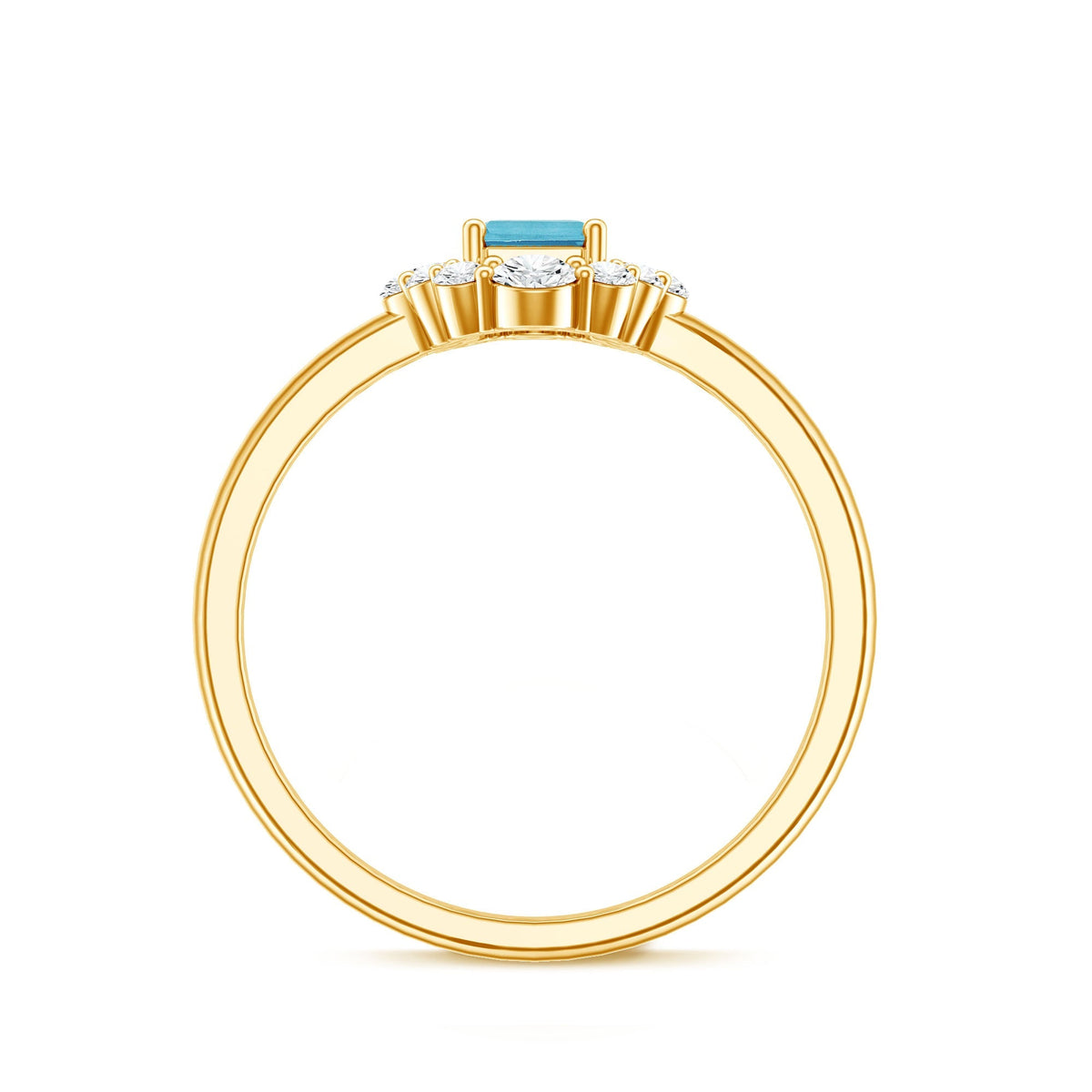 Octagon Aquamarine Ring – Diamond Halo Engagement Ring with Blue Gemstone Elegance