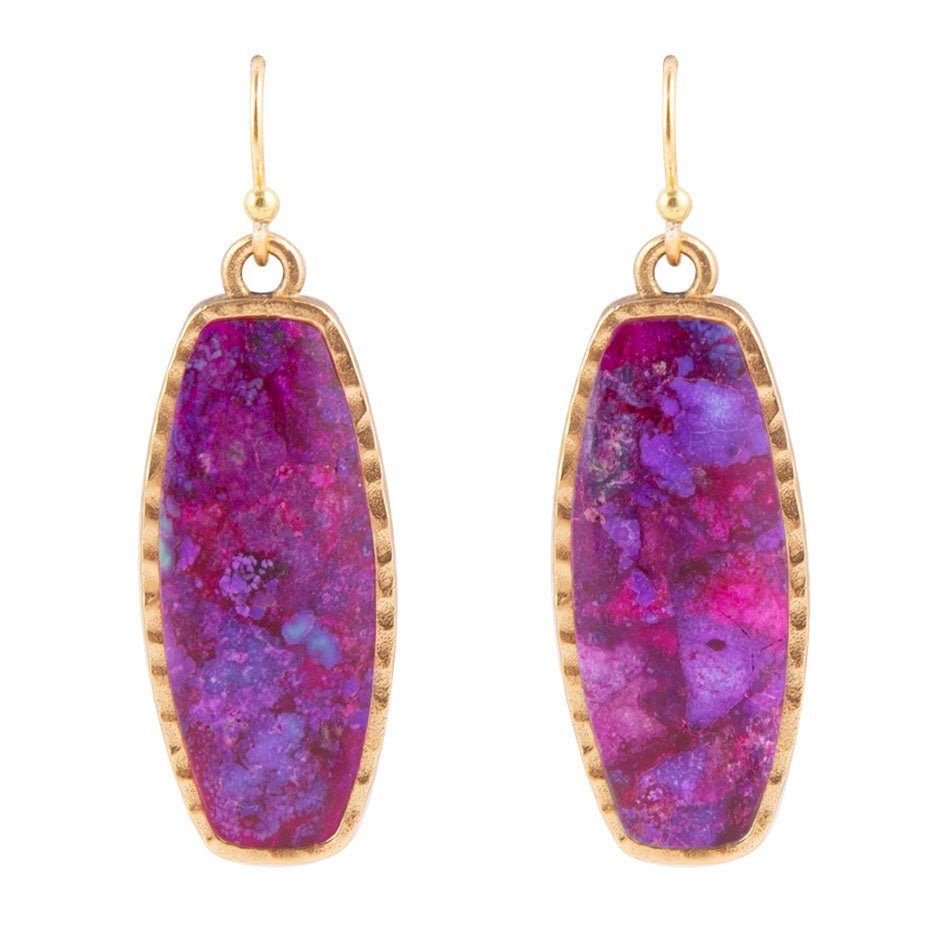 Odyssey Long Purple Turquoise and Bronze Statement Earrings