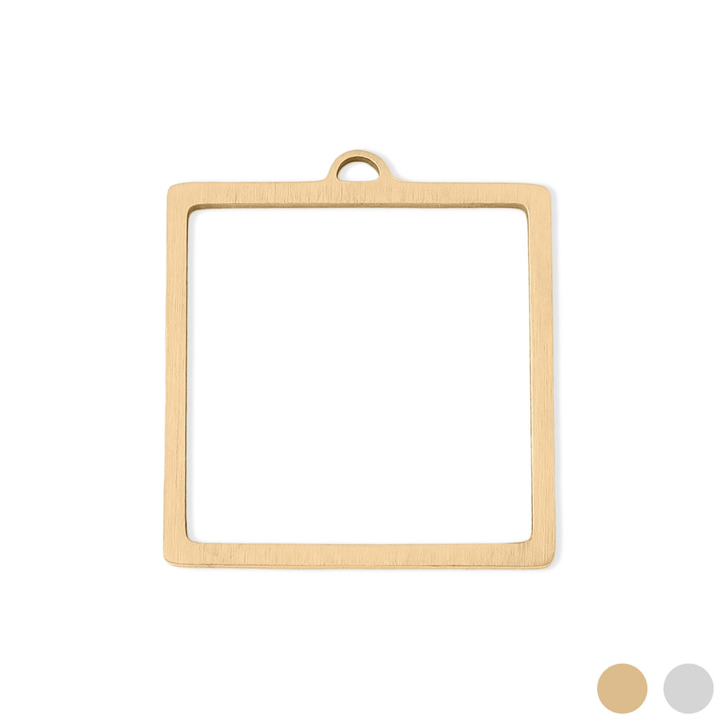 Open Back Square Pendant – 18K Gold PVD Coated Stainless Steel Bezel Frame - Pendants | Sunflower Soul Boutique