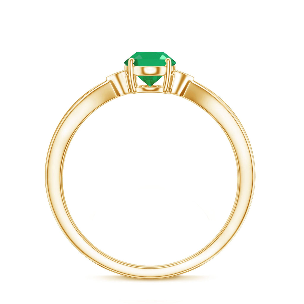 Oval Emerald Engagement Ring - 0.7 Carat Solitaire with Diamond Accents