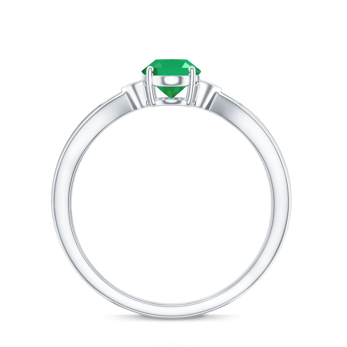 Oval Emerald Engagement Ring - 0.7 Carat Solitaire with Diamond Accents