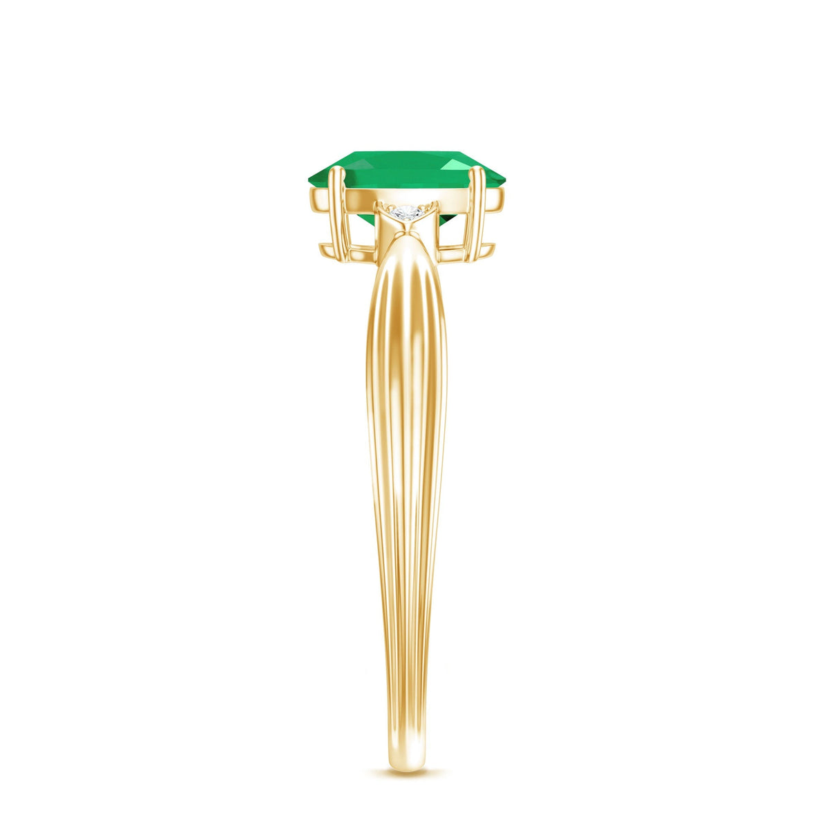 Oval Emerald Engagement Ring - 0.7 Carat Solitaire with Diamond Accents