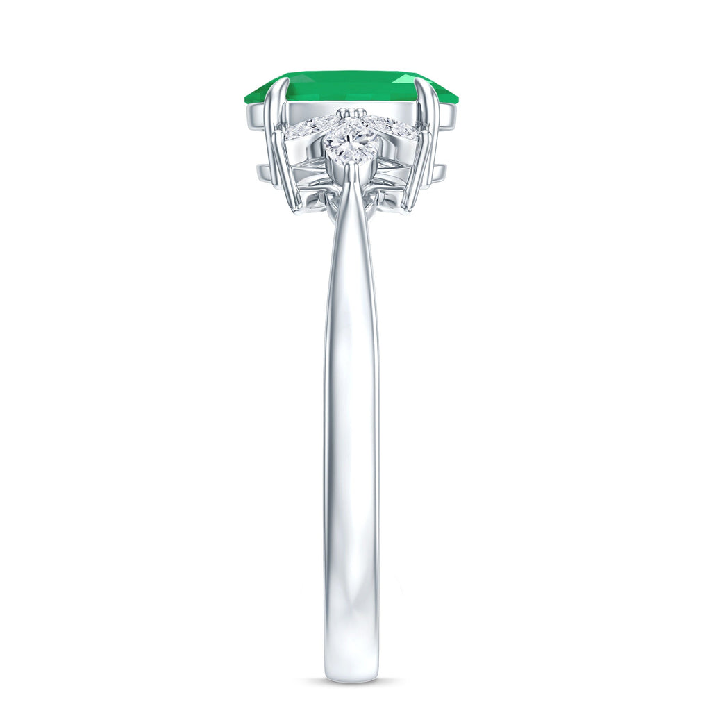 Oval Emerald Engagement Ring – Natural 1.2 Carat AAA Quality With Diamond Trio