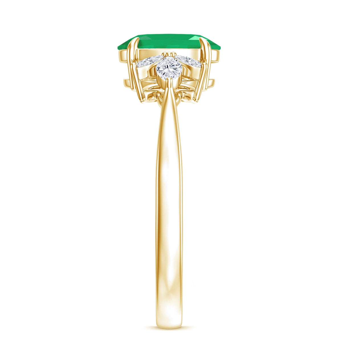 Oval Emerald Engagement Ring – Natural 1.2 Carat AAA Quality With Diamond Trio