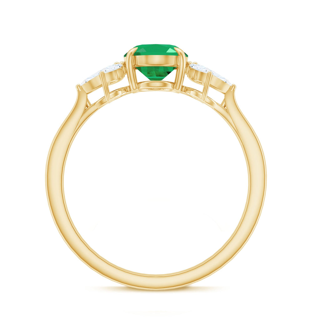 Oval Emerald Engagement Ring – Natural 1.2 Carat AAA Quality With Diamond Trio