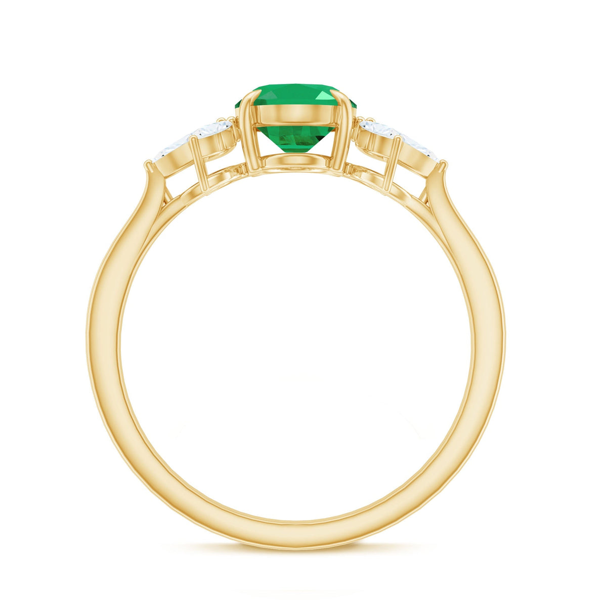 Oval Emerald Engagement Ring – Natural 1.2 Carat AAA Quality With Diamond Trio