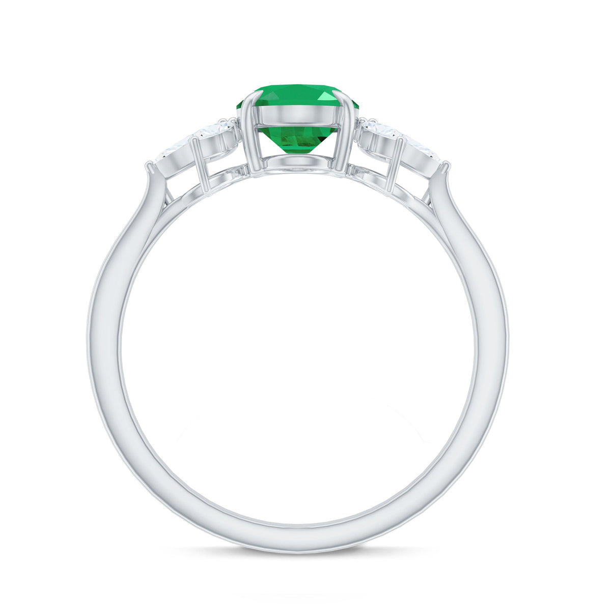 Oval Emerald Engagement Ring – Natural 1.2 Carat AAA Quality With Diamond Trio