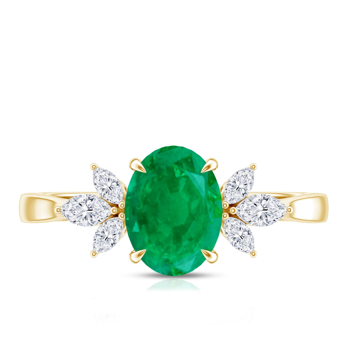 Oval Emerald Engagement Ring – Natural 1.2 Carat AAA Quality With Diamond Trio