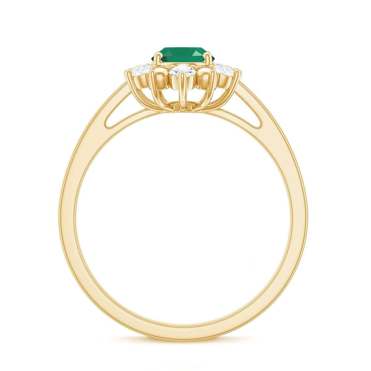 Oval Emerald Engagement Ring - Natural 5x7 mm AAA Quality Diamond Halo