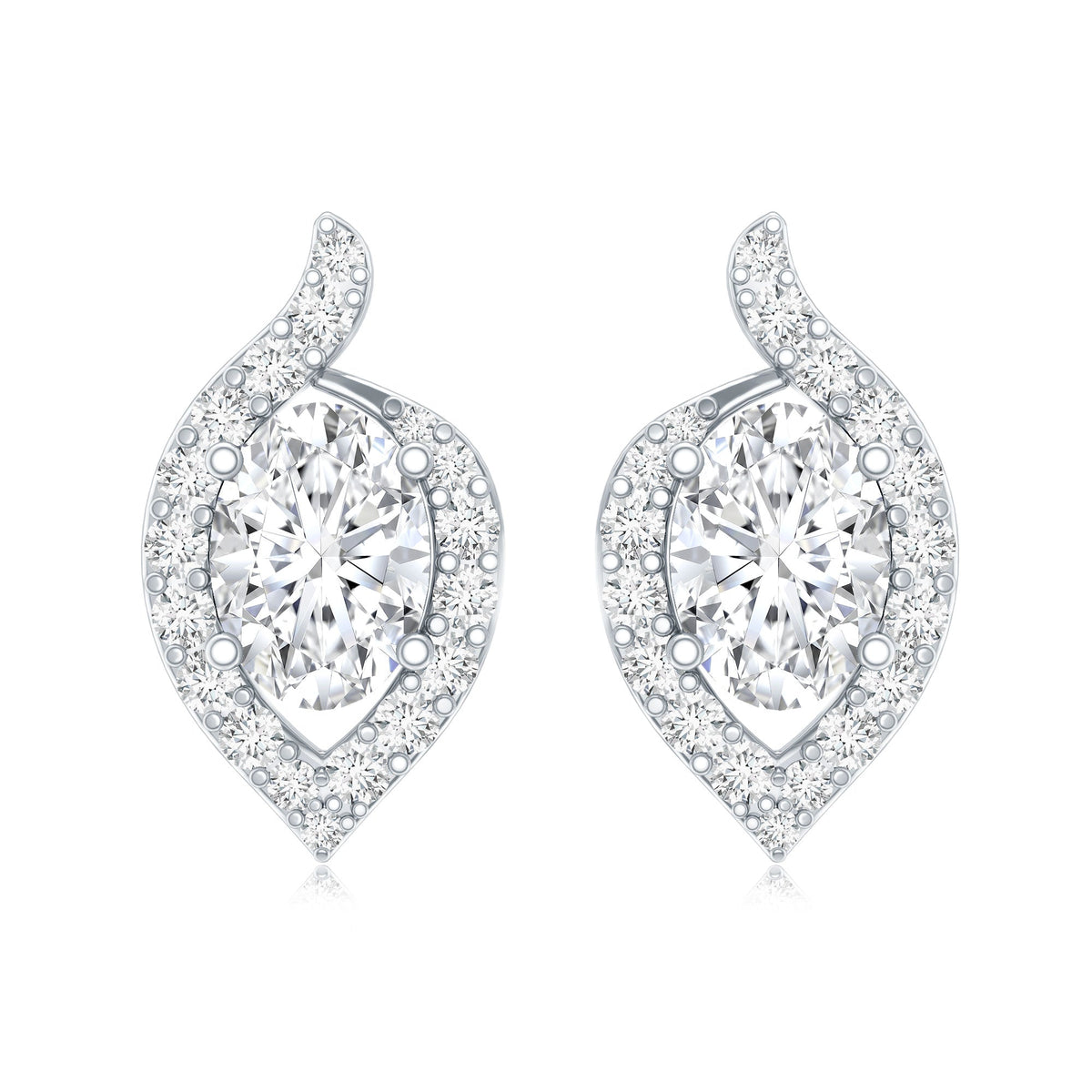 Oval Lab Grown Diamond Earrings – 1.5 Carat Brilliant Cut Studs with Secure Prong Setting