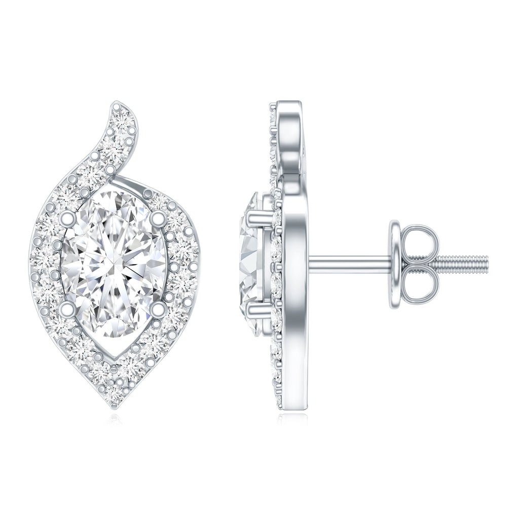Oval Lab Grown Diamond Earrings – 1.5 Carat Brilliant Cut Studs with Secure Prong Setting