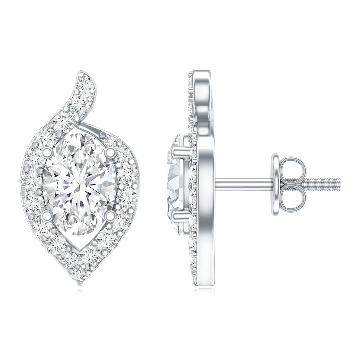 Oval Lab Grown Diamond Earrings – 1.5 Carat Brilliant Cut Studs with Secure Prong Setting