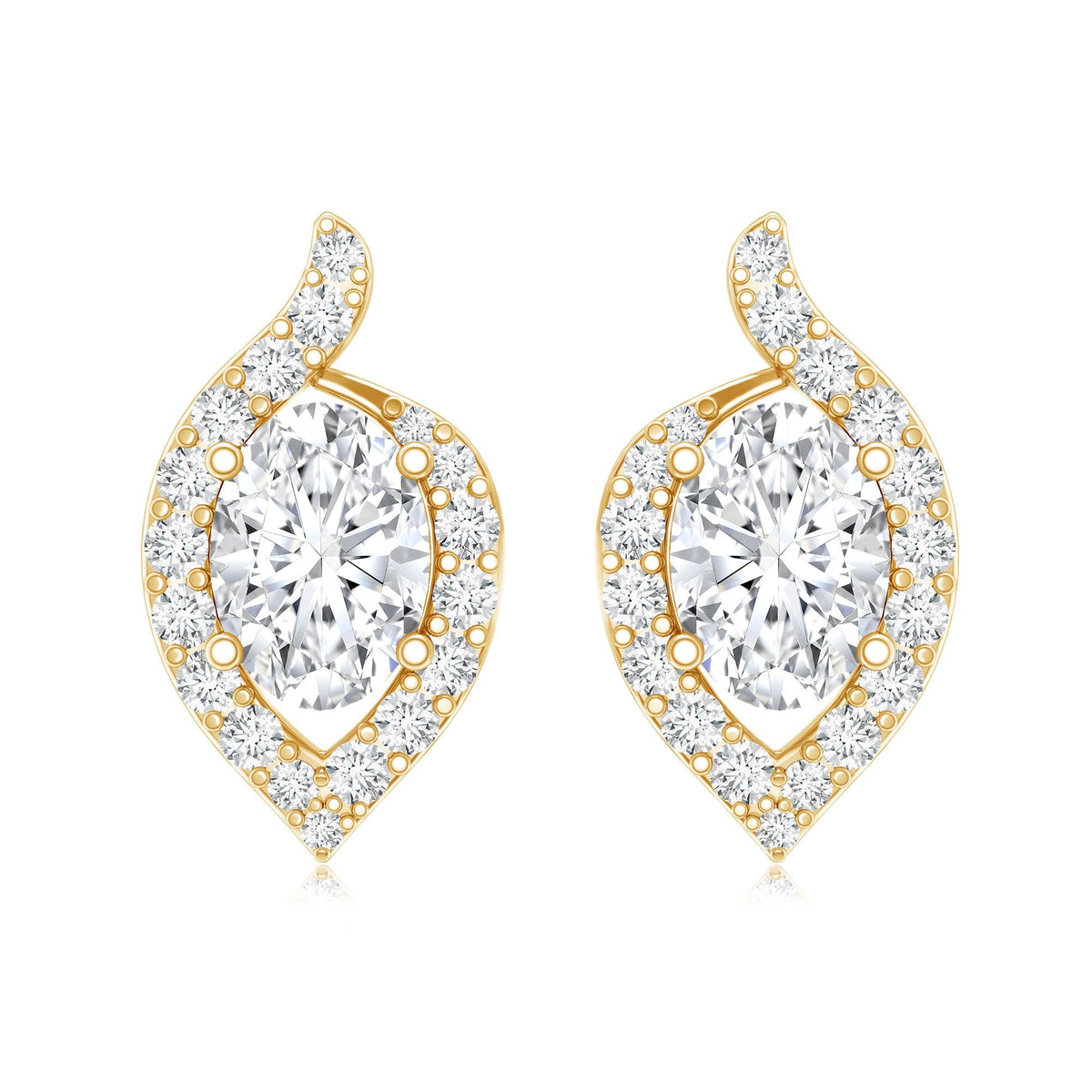 Oval Lab Grown Diamond Earrings – 1.5 Carat Brilliant Cut Studs with Secure Prong Setting