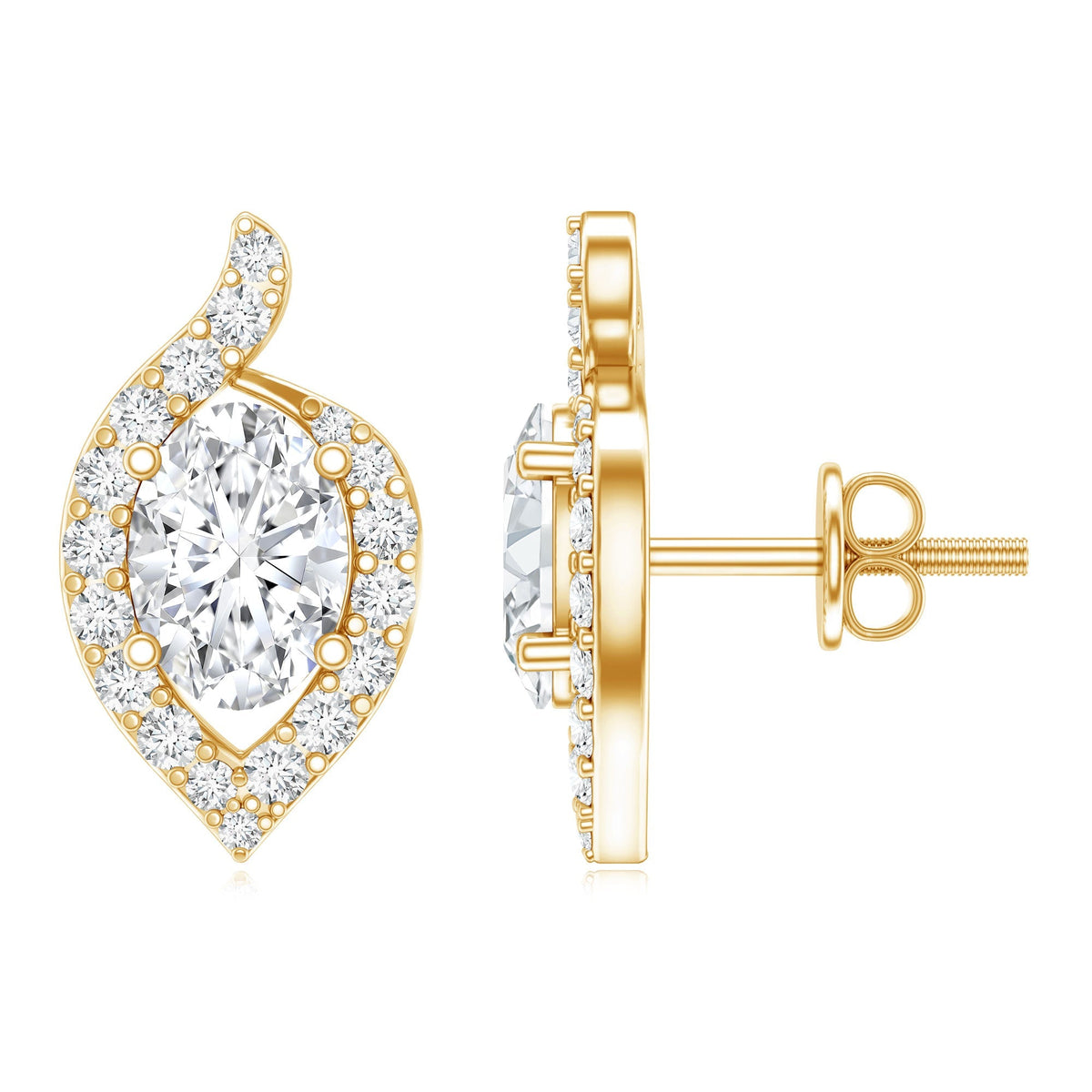 Oval Lab Grown Diamond Earrings – 1.5 Carat Brilliant Cut Studs with Secure Prong Setting