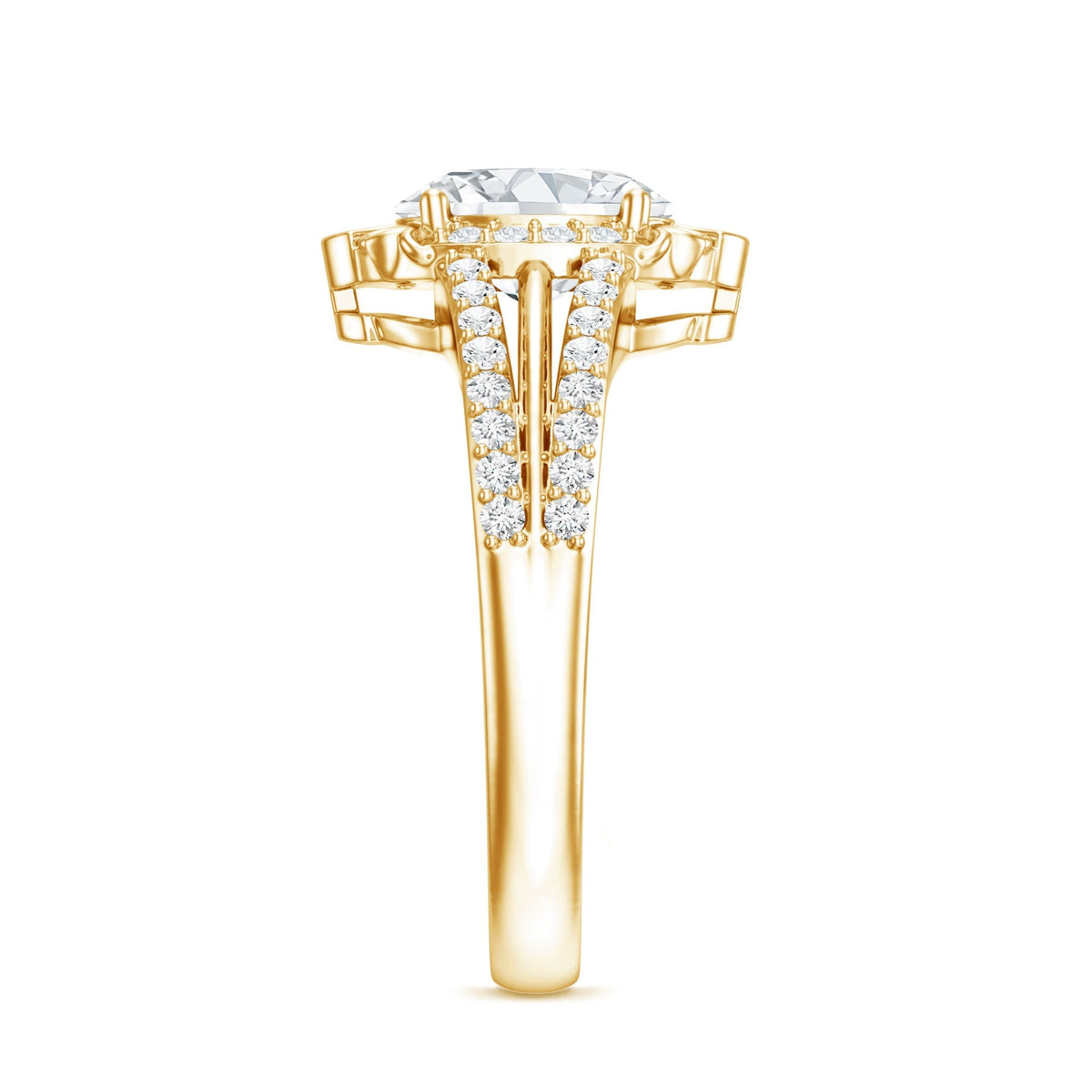 Oval Lab Grown Diamond Ring – Vintage Engagement Split Shank Prong Setting