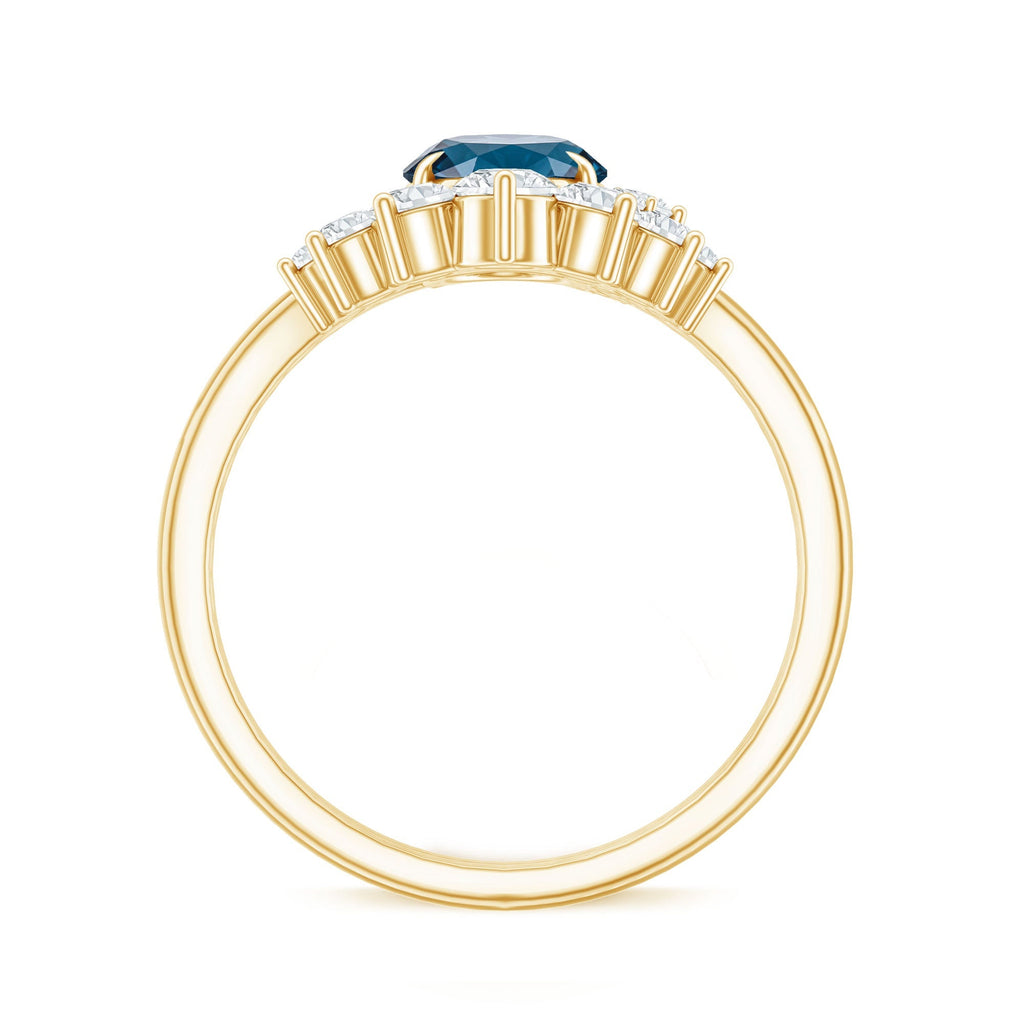 Oval London Blue Topaz and Diamond Designer Ring Set