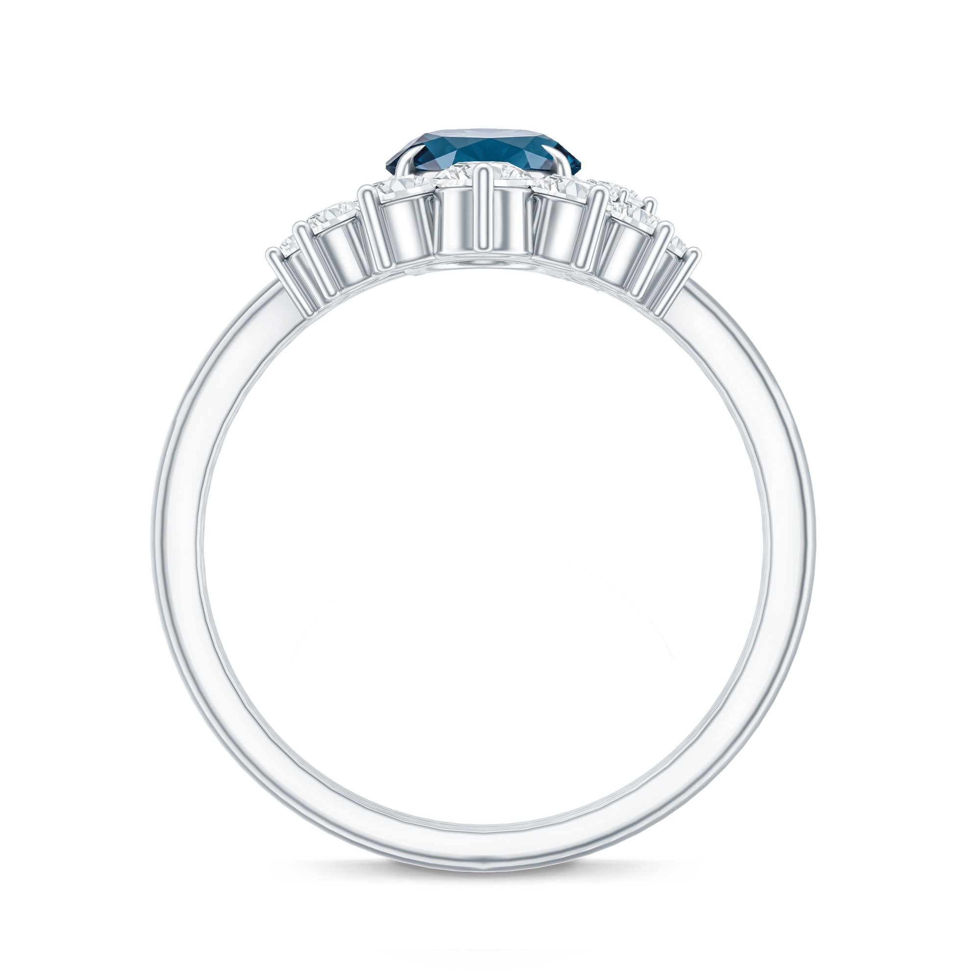 Oval London Blue Topaz and Diamond Designer Ring Set