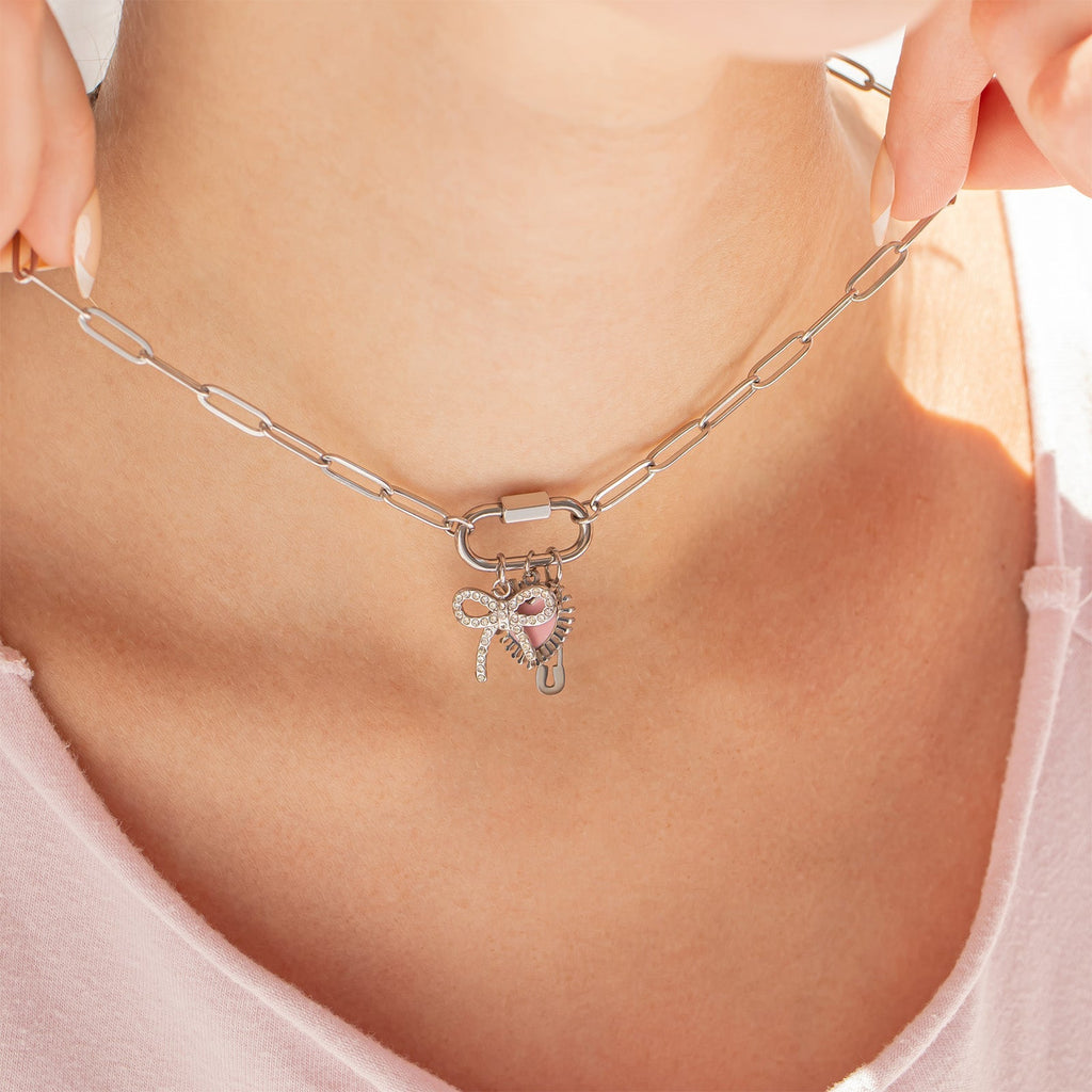 Paperclip Carabiner Necklace – Gold Charm Holder With Secure Screw Clasp - Necklaces | Sunflower Soul Boutique