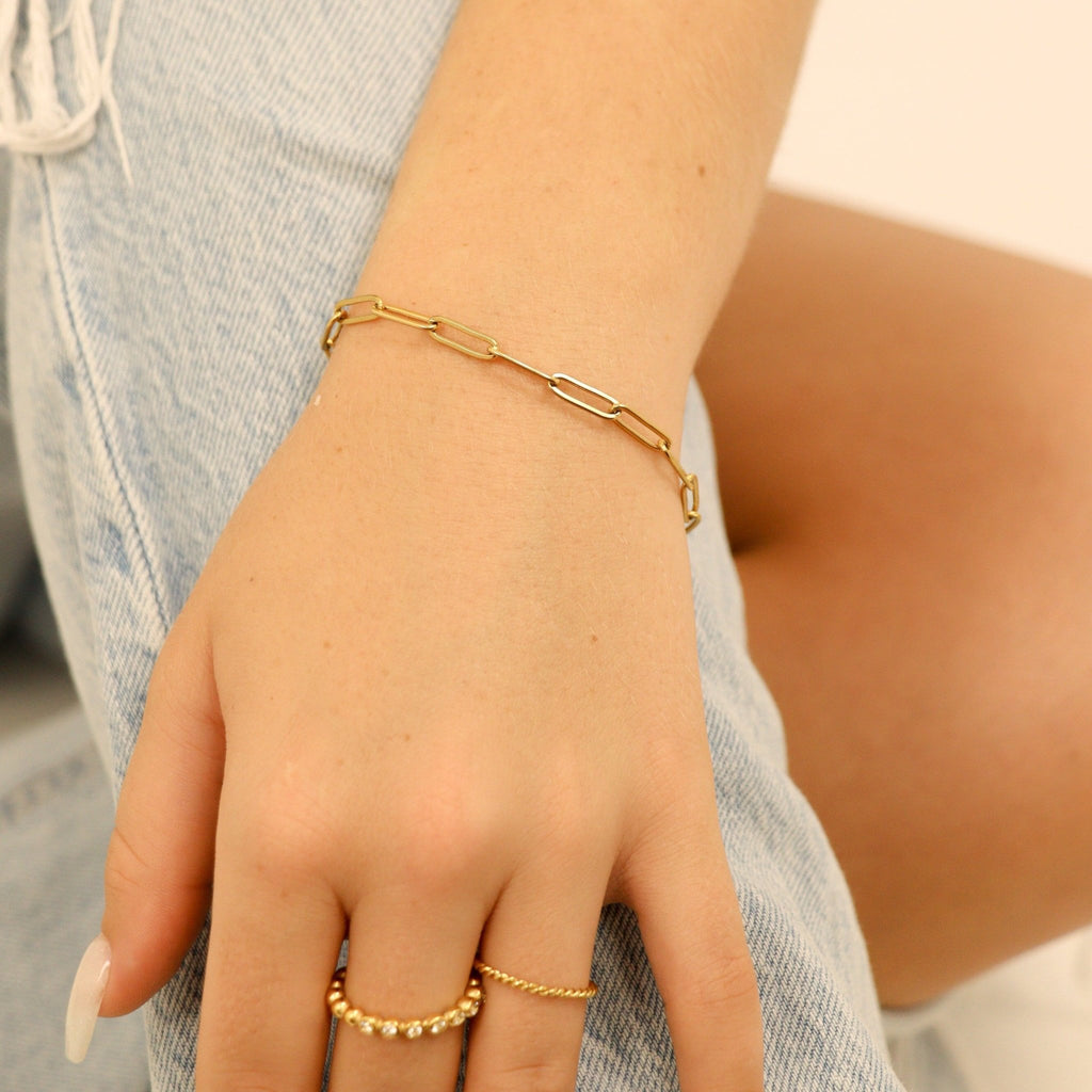 Paperclip Chain Bracelet – 18K Gold PVD Lightweight Stainless Steel Jewelry - Bracelets | Sunflower Soul Boutique