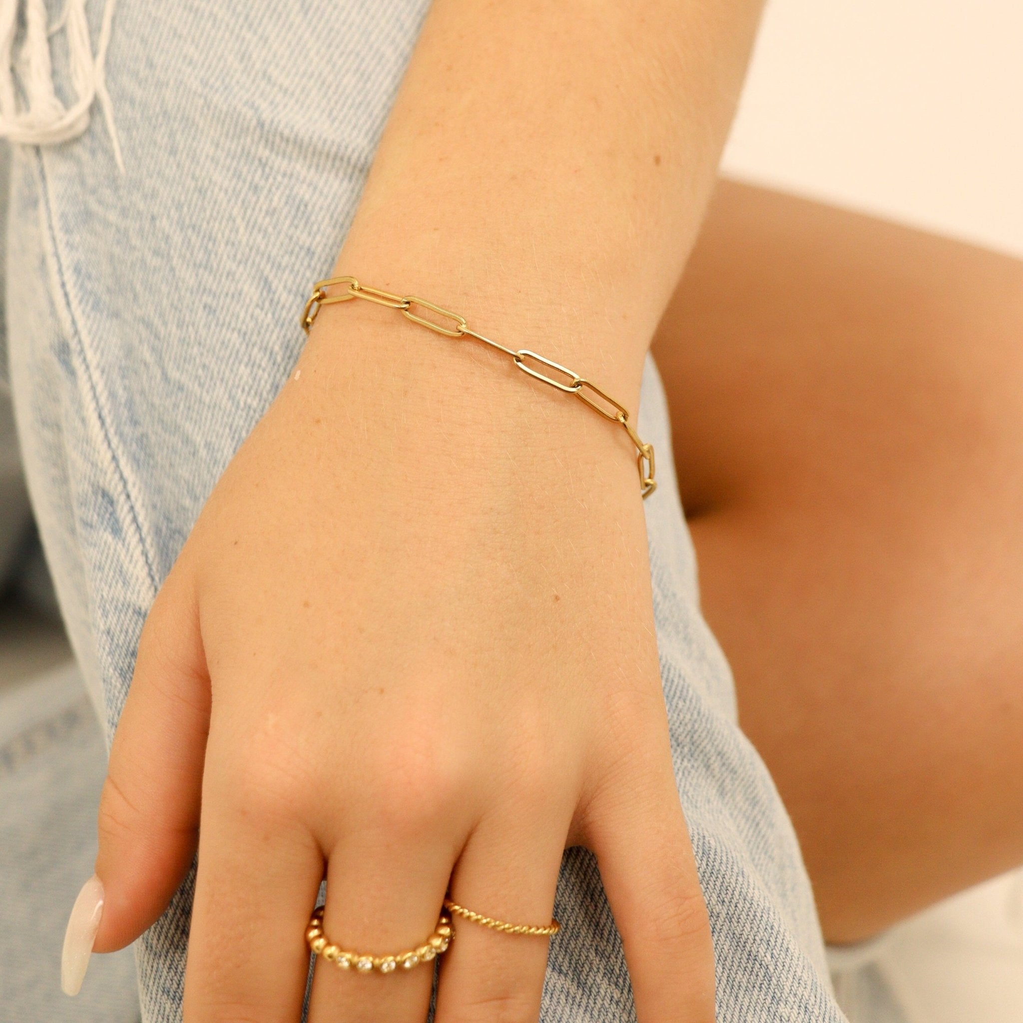 Paperclip Chain Bracelet – 18K Gold PVD Lightweight Stainless Steel Jewelry - Bracelets | Sunflower Soul Boutique