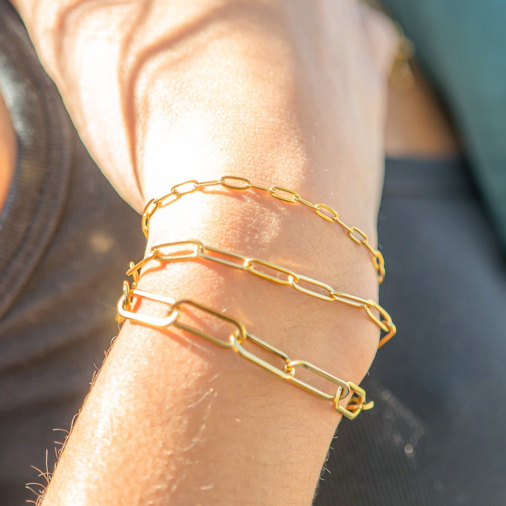 Paperclip Chain Bracelet – 18K Gold Stainless Steel Lightweight Layering Jewelry - Bracelets | Sunflower Soul Boutique
