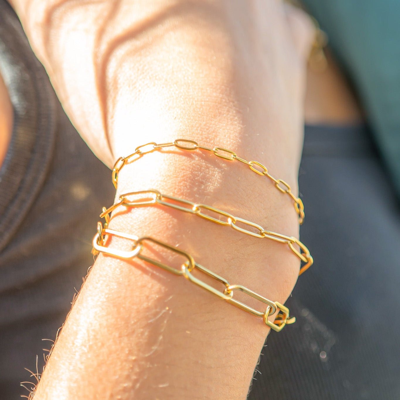 Paperclip Chain Bracelet – 18K Gold Stainless Steel Lightweight Layering Jewelry - Bracelets | Sunflower Soul Boutique