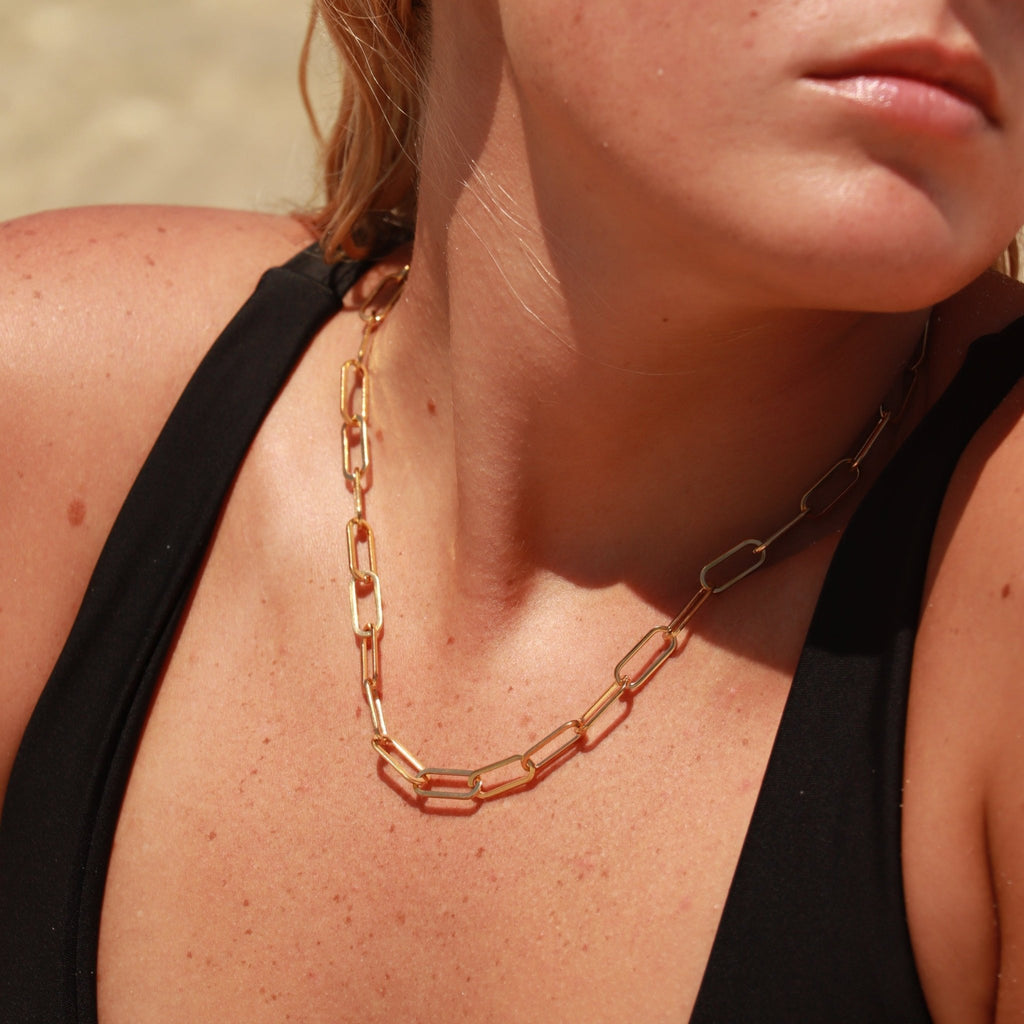 Paperclip Chain Necklace – Minimalist Gold Stainless Steel, Tarnish Resistant Jewelry - Chain | Sunflower Soul Boutique