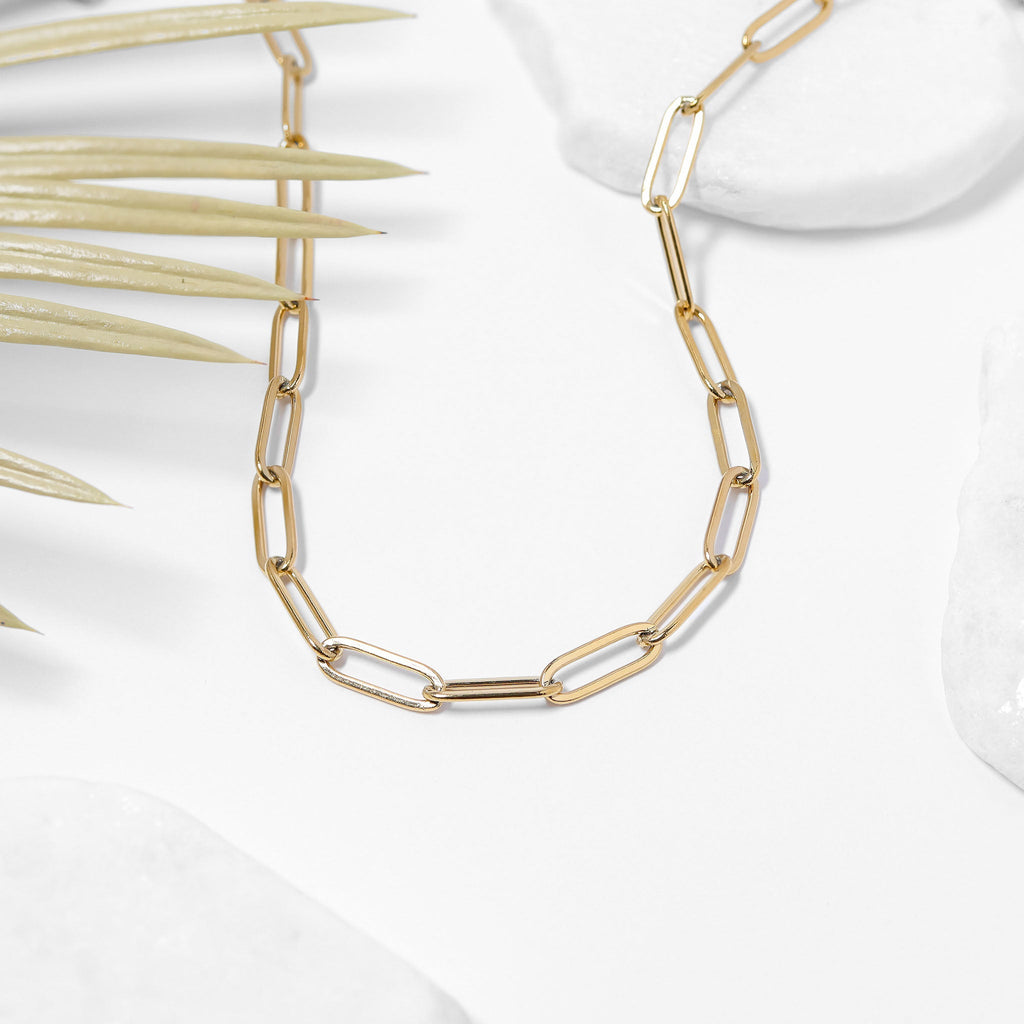 Paperclip Chain Necklace – Minimalist Gold Stainless Steel, Tarnish Resistant Jewelry - Chain | Sunflower Soul Boutique