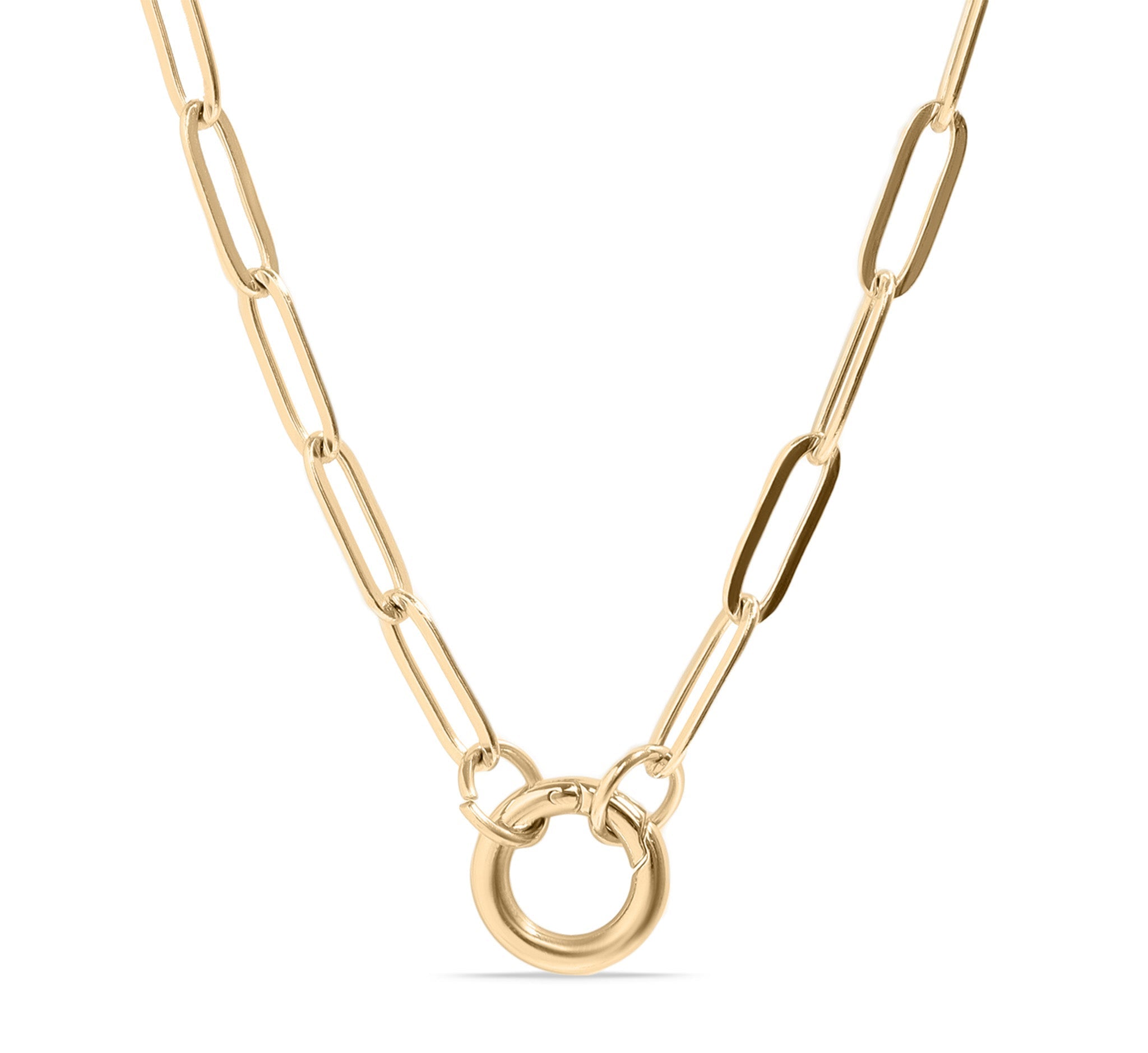 Paperclip Charm Necklace – 18K Gold Chain With Durable Charm Holder - Necklaces | Sunflower Soul Boutique