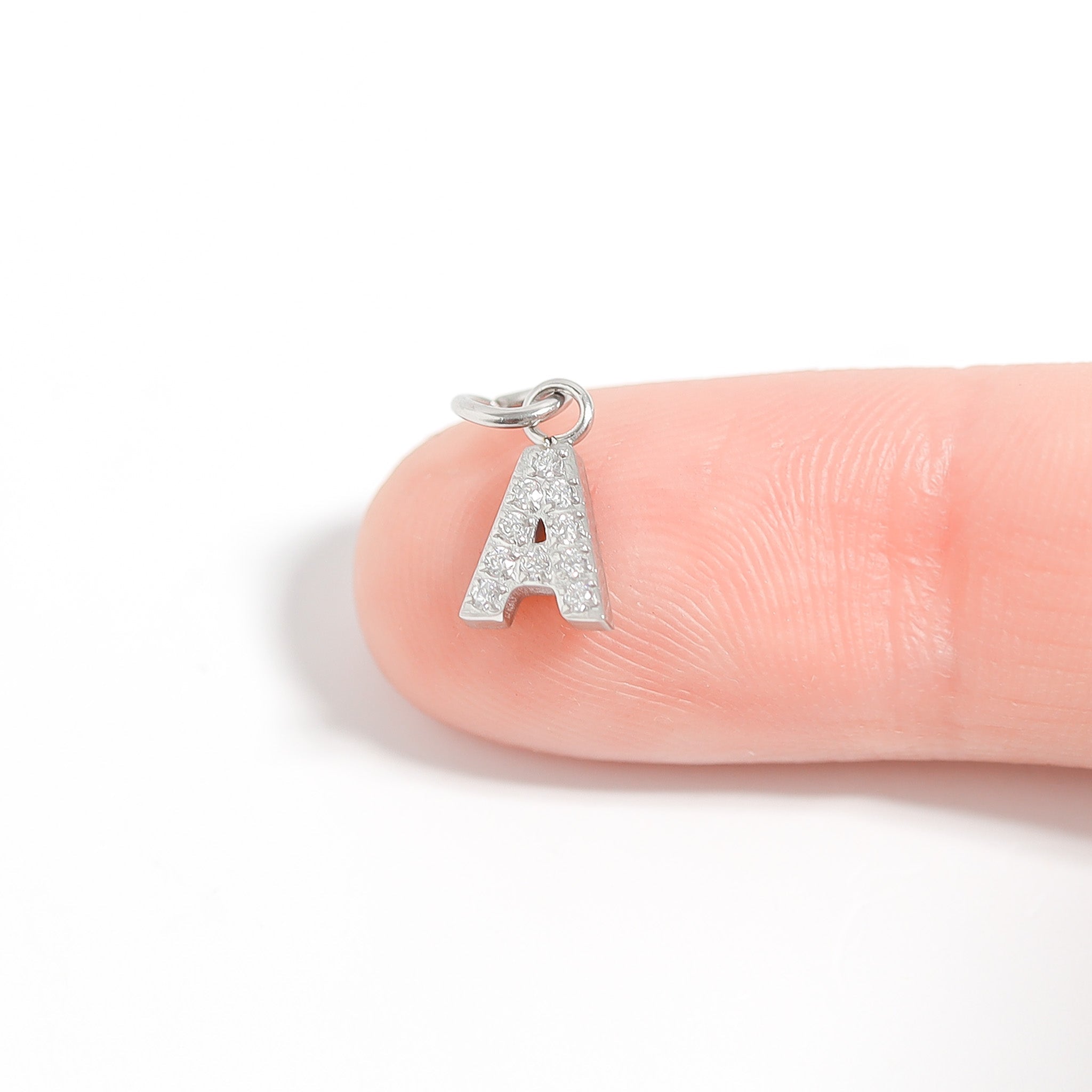 Initial Letter Charms – Durable Stainless Steel Pavé Set Sparkling CZ Pendants