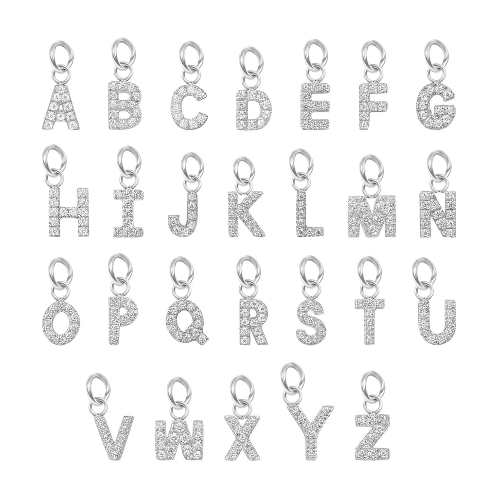 Initial Letter Charms – Durable Stainless Steel Pavé Set Sparkling CZ Pendants