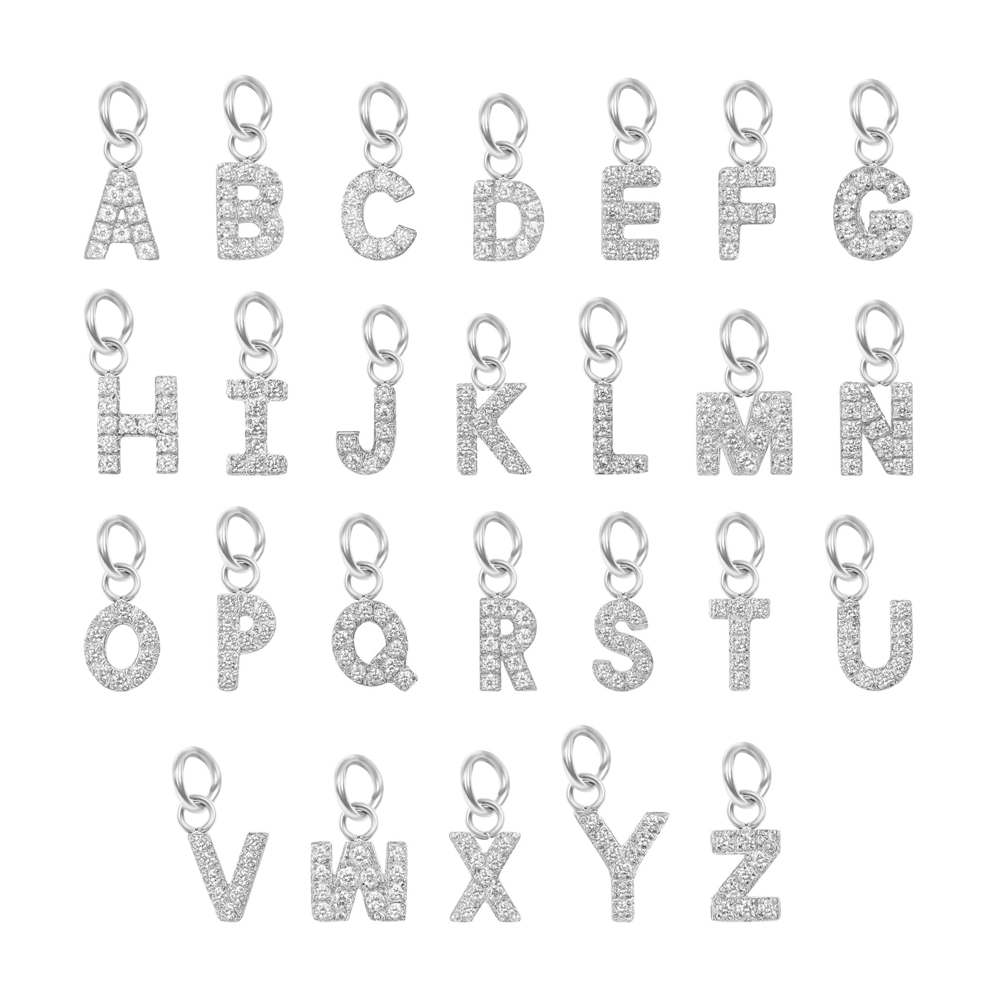 Initial Letter Charms – Durable Stainless Steel Pavé Set Sparkling CZ Pendants