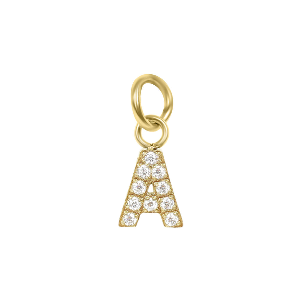 18k Gold Initial Charms – Pave CZ Letter Pendants | Stainless Steel, Hypoallergenic