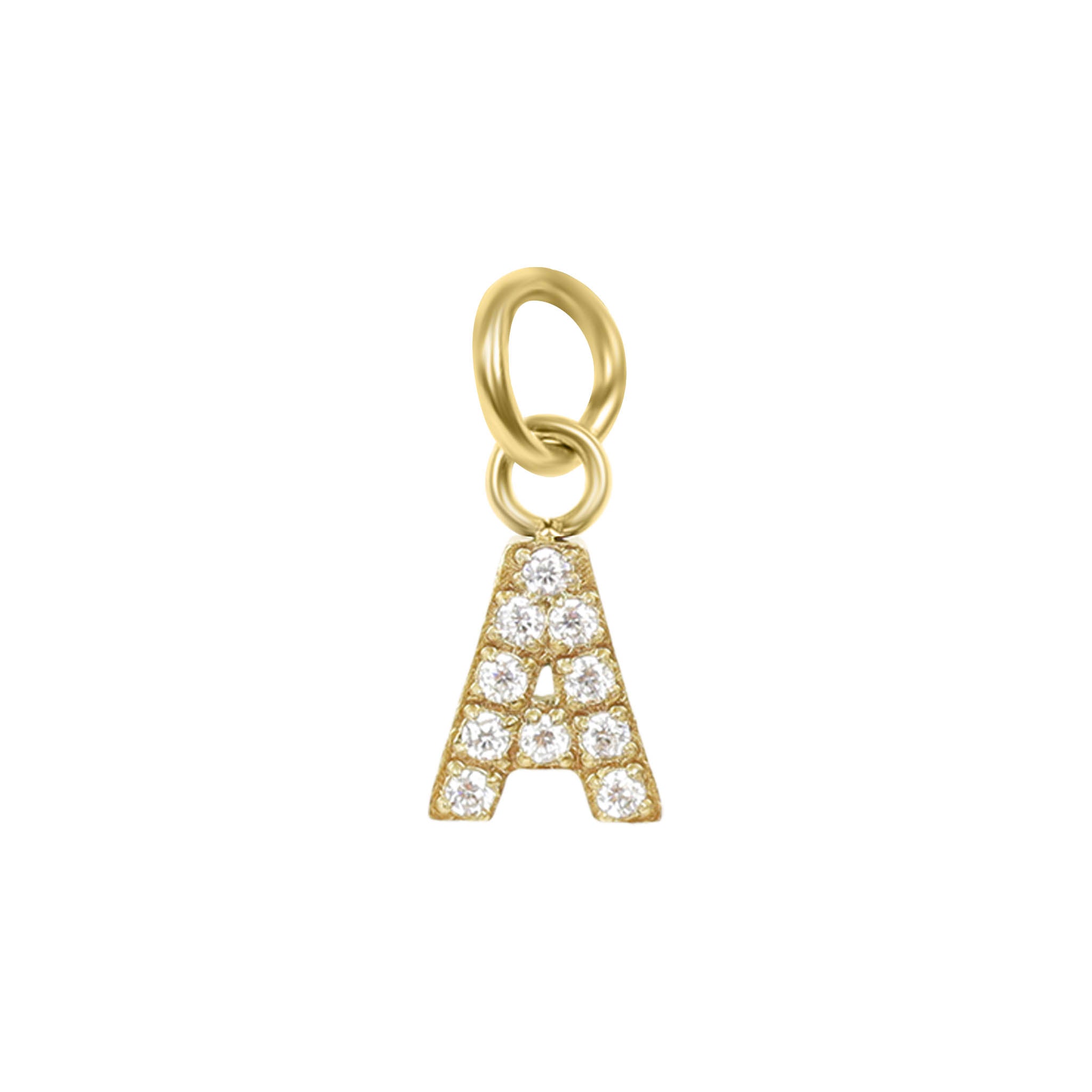 18k Gold Initial Charms – Pave CZ Letter Pendants | Stainless Steel, Hypoallergenic