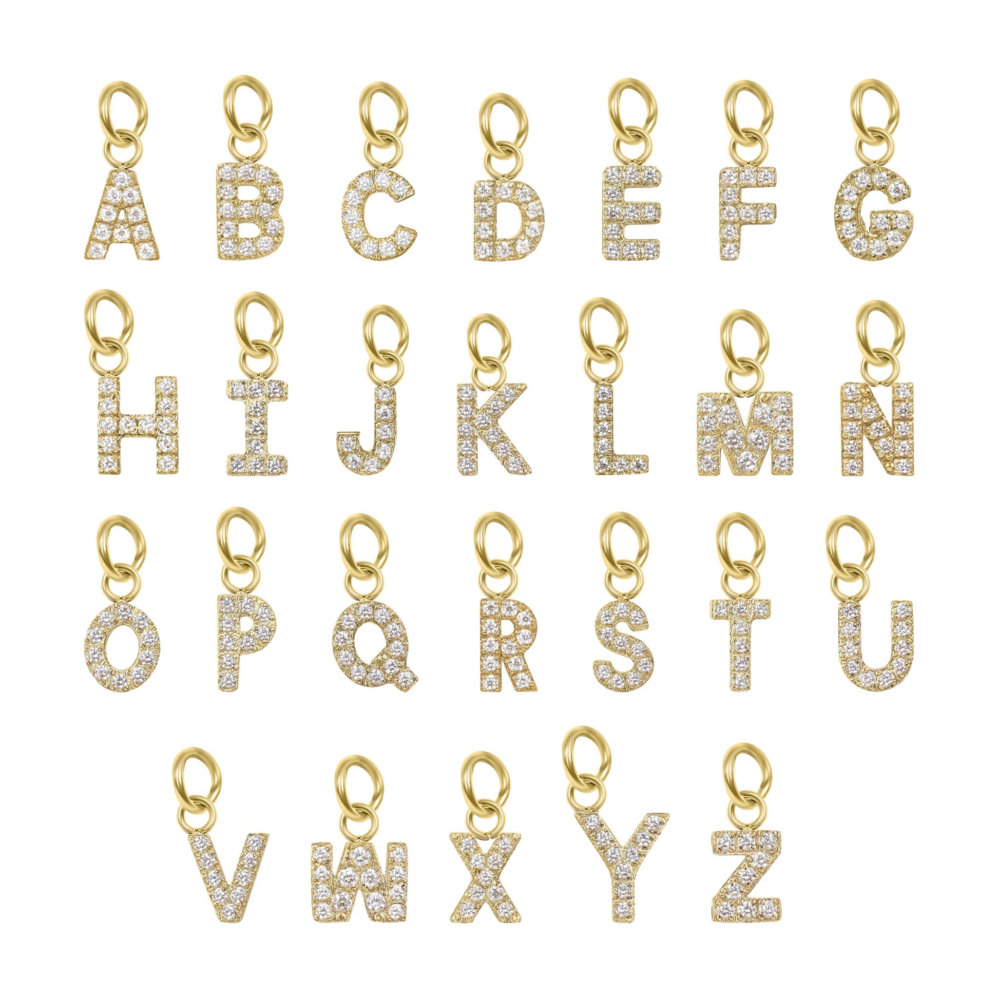 18k Gold Initial Charms – Pave CZ Letter Pendants | Stainless Steel, Hypoallergenic