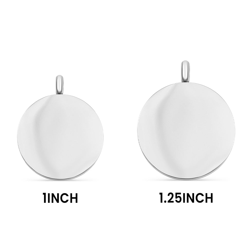 Stainless Steel Pendant - Polished Round Blank Pendant for Personalized Engraving