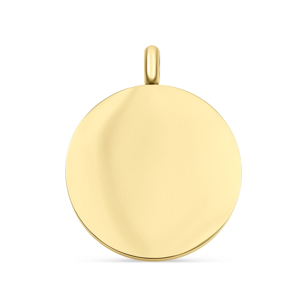 Gold Stainless Steel Pendant – Engraving Round Charm with PVD Coating Finish