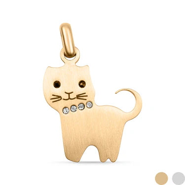 18K Gold PVD Stainless Steel Cat CZ Pendant