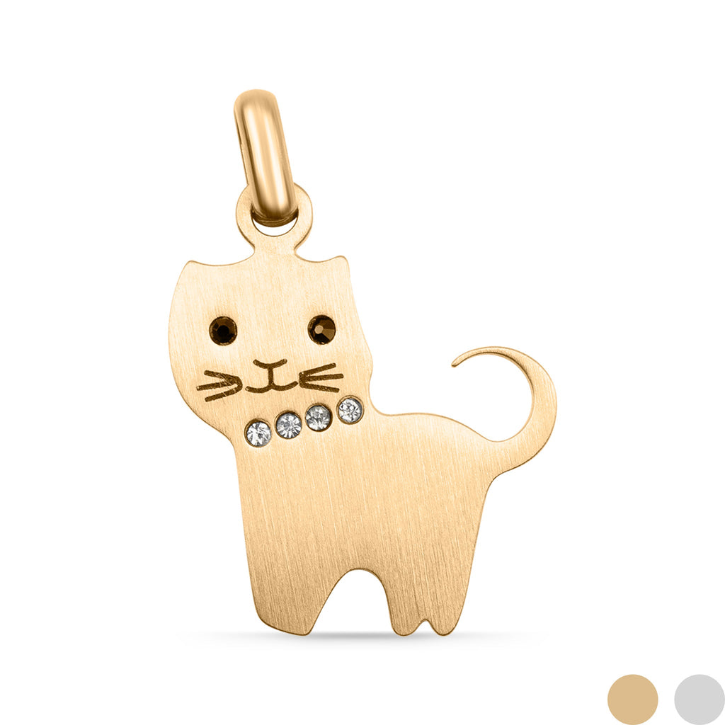 18K Gold Cat Pendant – Durable Stainless Steel Pendant With Cubic Zirconia Charm