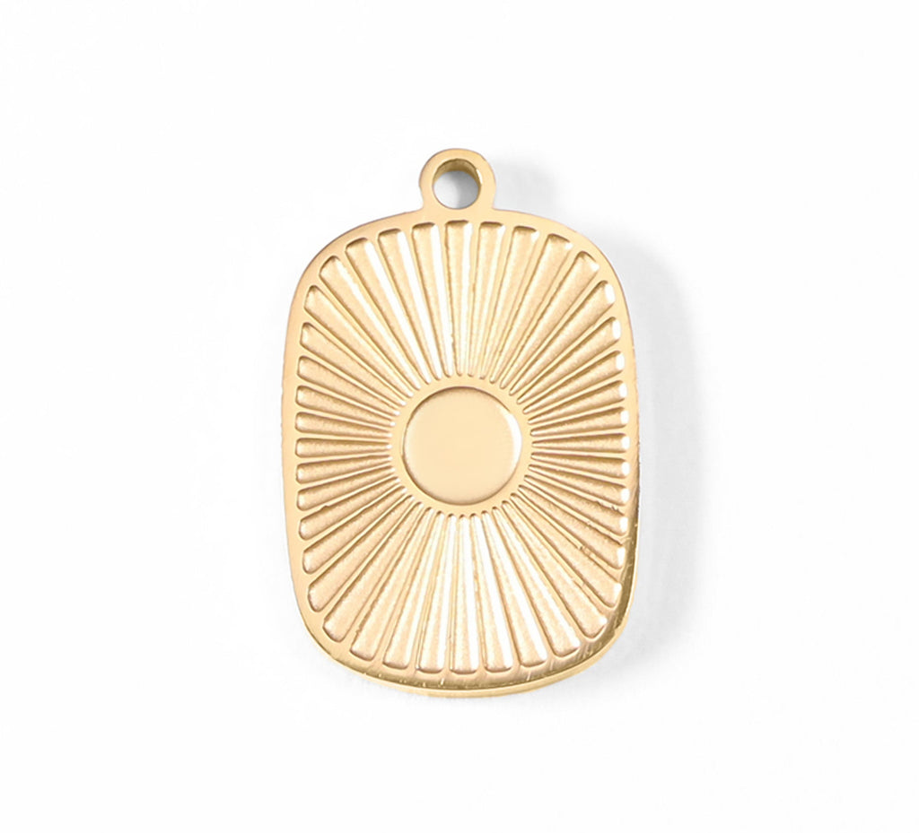 Sunburst Medallion Charm – 18K Gold PVD Stainless Steel Pendant Accent