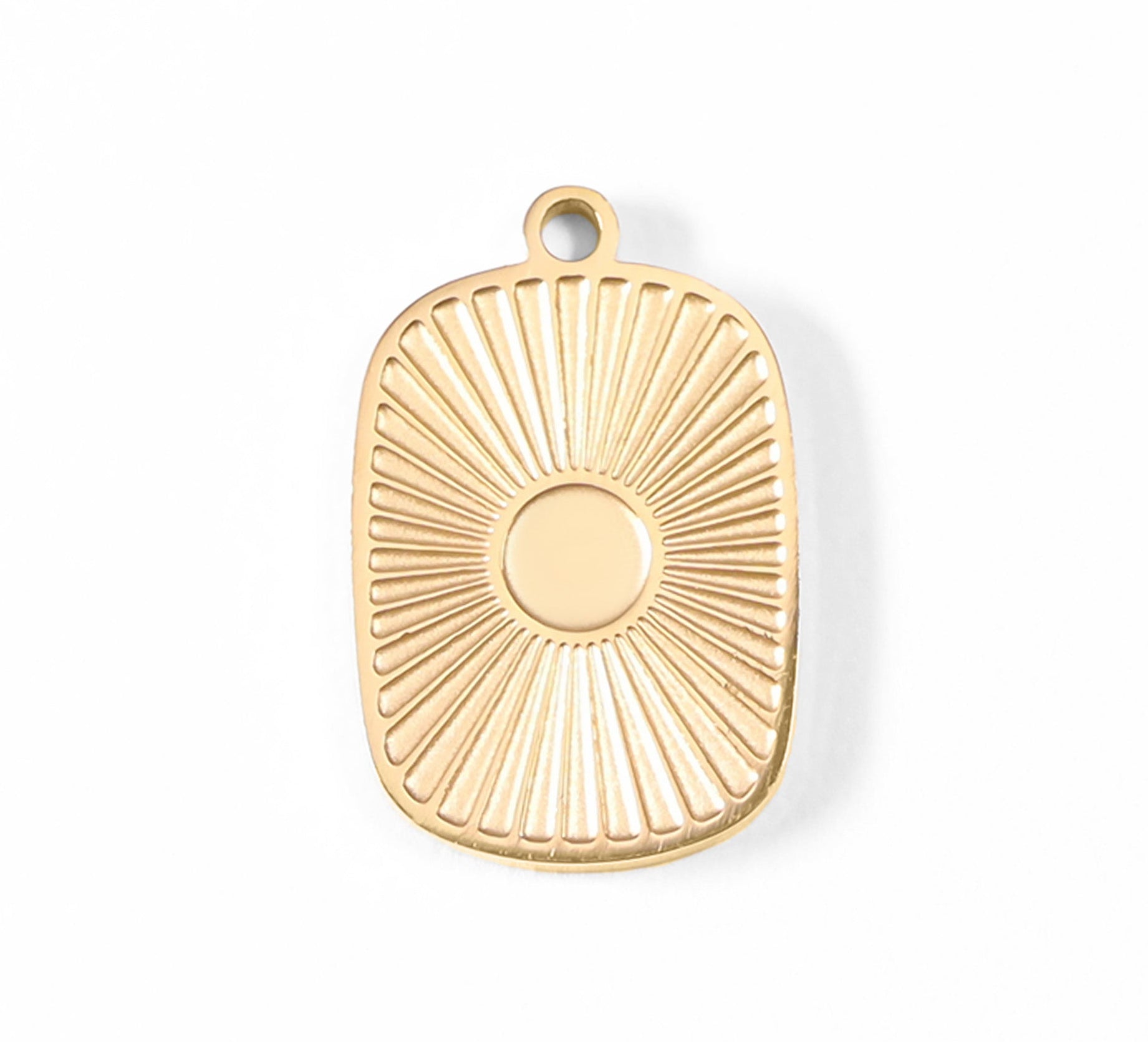 Sunburst Medallion Charm – 18K Gold PVD Stainless Steel Pendant Accent