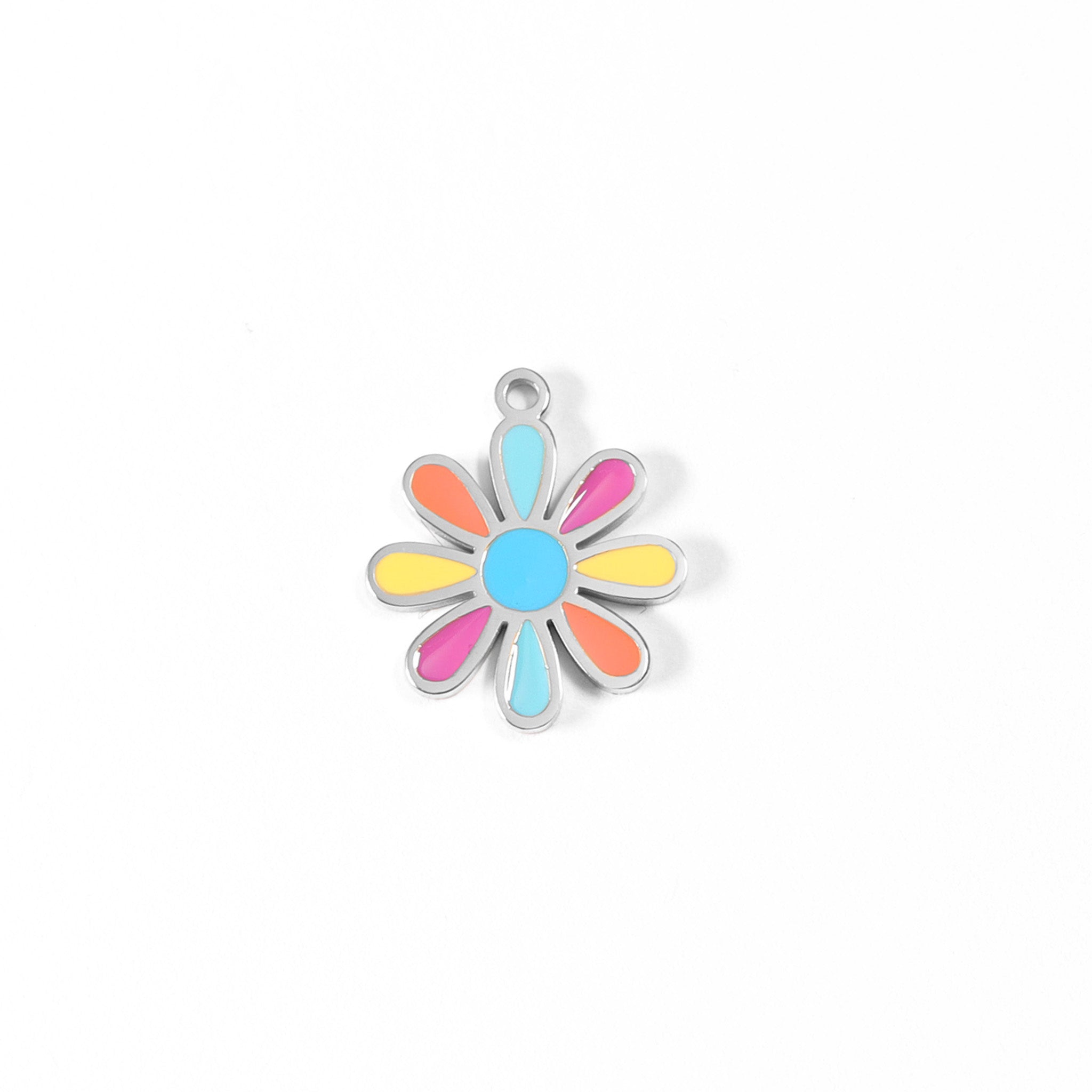 Gold Flower Charm – 18K Gold PVD Coated Multi-Colored Stainless Steel Pendant