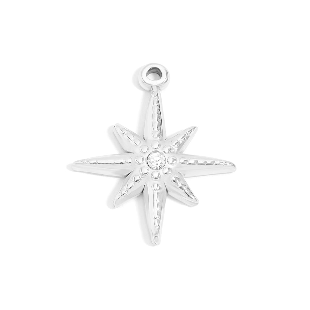 Gold Compass Pendant – 18K Gold Plated Pendant With Cubic Zirconia & Stainless Steel Charm
